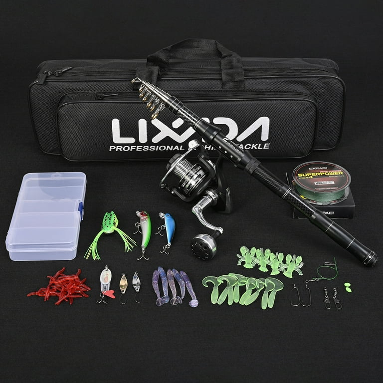 Lixada Fishing Rod Combos with Telescopic Fishing Pole Spinning Reels Fishing Carrier Bag for Travel Saltwater Freshwater Fishing